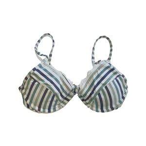 BCBG Blueberry Striped Underwire Top Bikini Swim - Elegant Beachwear - Size M